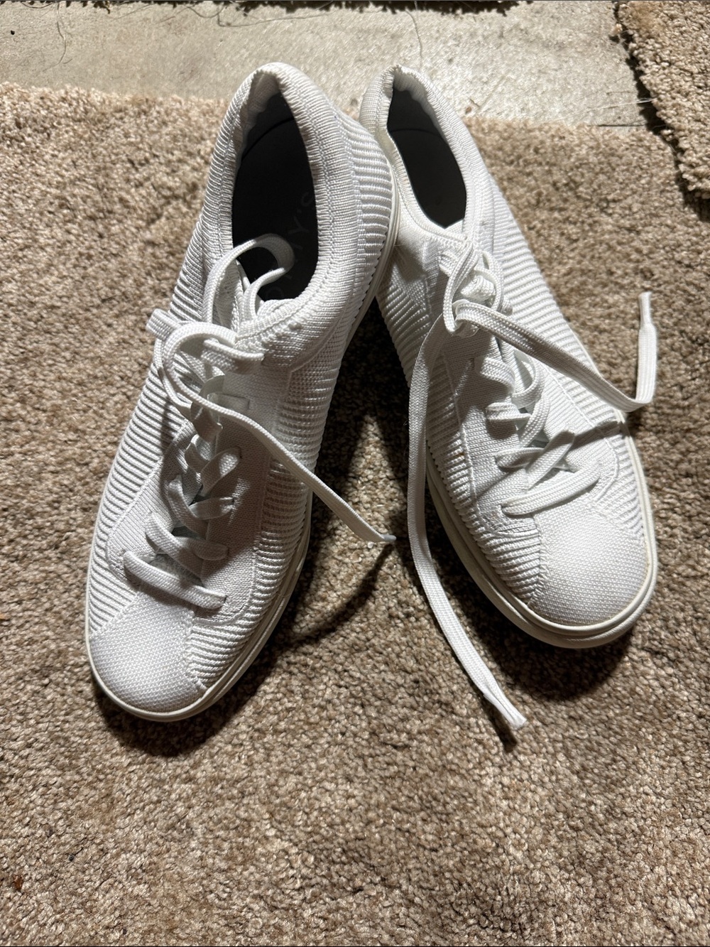 Rothy's White Knit Lace-Up Sneakers